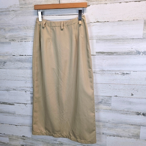VTG Royal Robbins Women Khaki Chino Wrap Midi Skirt 6 Academia Neutral Essential - Picture 5 of 11
